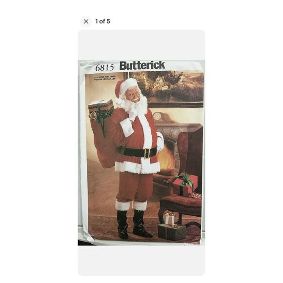 Butterick 6815 Santa Claus Costume Pattern Sizes SMLXL Uncut Factory Folded 2000 - Picture 1 of 5